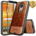 Nagebee Case for Motorola Moto E5 Plus Moto E5 Supra with Tempered Glass Screen Protector (Full Coverage) Premium Cowhide Leather Hybrid Defender Protective Shockproof Rugged Durable (Brown)