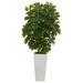 Nearly Natural 40in. Schefflera Artificial Plant in White Vase (Real Touch) Green
