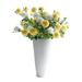 Artificial Floral Cloves Flower Fake Lilac Cloth Silk Clove Bouquet for Wedding Arrangement Home Decoration (White&Yellow)