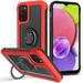Case for Samsung Galaxy A03S Transparent Magnetic Ring Stand Hybrid 360 Degree Rotation Kickstand Armor Bumper Defender Phone Cover fit Galaxy A03S - Red