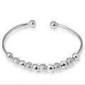 Womens 925 Sterling Silver Bead Ball Love Cuff Bangle Fashion Hot Bracelet Z4U8