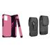 Case and Pouch Bundle for REVVL 6 Pro 5G: Dual Layer Slim Case (Pink Wine) and Vertical Rugged Nylon Belt Holster