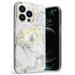 Vena vLove Marble Case Designed for Apple iPhone 13 Pro (6.1 -inch) (Compatible with Magsafe) Heart Shape Design Dual Layer Slim Hybrid Clear Bumper Case Cover - White/Gold Accent