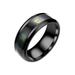 Maynos 8mm Titanium Steel Monitor Ring Digital Thermometer Body Temperature Sensative Color Changing Wedding Band Couple Lovers Ring Size 9-13 Black