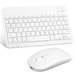 Rechargeable Bluetooth Keyboard and Mouse Combo Ultra Slim Full-Size Keyboard and Ergonomic Mouse for T-Mobile Revvl and All Bluetooth Enabled Mac/Tablet/iPad/PC/Laptop - Pure White