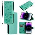 For iPhone 7 Case iPhone 8 Case iPhone SE 2020/SE 2022 Case Mantto PU Leather Cover with Cat Patterned Embossed Cute Painted Flip Wallet Card Case Kickstand Hand Strap Magnetic Closure Case Green