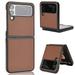 for Samsung Galaxy Z Flip 4 Aramid Case Carbon Carbon Fiber Texture Leather Phone Cases for Samsung Z Flip 4 case Shell Aramid Fiber Super Light Phone Shell Have Strong Impact Resistance Brown