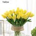 Morttic 5/10Pack Artificial Tulip Flowers 13.5 Inch PU Real Touch Tulip Bouquet Flowers Bridal Bouquets for Home Kitchen Wedding Office Party Decorations (Yellow 10pcs)