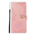 Galaxy S22 Ultra Case Flip Folio PU Leather Wallet Case Cover with Fashion Designs for Girls Women Card Slots Kickstand Phone Case for Samsung Galaxy S22 Ultra 6.8 Rosegold