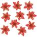 Viworld 20 Pieces Glitter Christmas Tree Ornaments Artificial Wedding Christmas Poinsettia Flowers for Christmas Flowers Tree Wreaths Decor Ornament(Red)