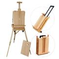 Ayyufe SFHX-3E Red Beech Portable Rolling Sketch Box Oil Painting Easel with Palette Wood Color