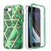 UUCOVERS iPhone SE 2022 Case/iPhone SE 3 Case 2022/iPhone SE 2020 case/iPhone 8 case/iPhone 7 case 4.7 inch with Tempered Glass Screen Protector Anti-Scratch Mable Case for Women (Green Marble)