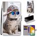 For Samsung A13 Case 5G Mantto PU Leather Phone Case With Hand Rope Strap Cute Painted Flip Card Wallet Slots Case Kickstand Phone Skin For Samsung Galaxy A13 5G Hat&Cat