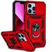 iPhone 12 Pro Max Case Dteck Shockproof Rubber Rugged Case Hybrid Hard Ring Holder Kickstand Slide Camera Lens Protector Cover for Apple iPhone 12 Pro Max Red