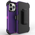 For Apple iPhone 13 Pro Max 6.7 inch Heavy Duty Defender Armor Hybrid Case Cover With Clip Purple/Pink