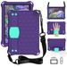 Dteck Kids Case For Amazon Kindle Fire HD 8 / HD 8 Plus Tablet (10th Generation 2020 Release) Heavy Duty Shockproof Kickstand Case with Removable Shoulder Strap/Flexible Handle Strap Purple + Mint