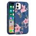 For Apple iPhone 14 Plus 6.7 Bliss Floral Stylish Design Hybrid Rubber TPU Hard PC Shockproof Armor Slim Fit Cover Xpm Phone Case [ Blue Pink Flowers ]