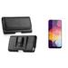 Holster and Screen Protector Bundle for Motorola Edge+ (2022): Coin Card Wallet Belt Pouch Case (Black) and (2-Pack) Tempered Glass Shield