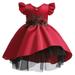 OLLUISNEO 2-3 Years Toddler Baby Girls Dress Fly Ruffled Sleeve Floral Party Formal Dress Red
