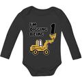 Tstars Boys Unisex 1st Birthday Gift Birthday Gift for 1 Year Old Bulldozer Construction Birthday Party Birthday Gifts for Baby Boy Toddler Infant Baby Shower B Day Baby Long Sleeve Bodysuit