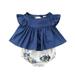 2PCS Newborn Infant Kids Baby Girl Floral Tops Dress Shorts Pants Summer Clothes Outfits Blue 3-6 Months