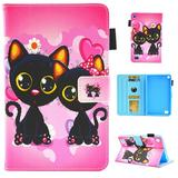 Amazon Kindle Fire 7 2017/ 2015 Case Allytech Smart Book Style Stand Protective Case Cover for Amazon Kindle Fire 7 inch Tablet (7th/5th Generation 2017/2015 Release) Two Cats