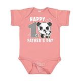 Inktastic Happy 1st Fathers Day with Pandas Girls Baby Bodysuit