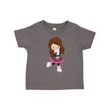 Inktastic Ice Skating Girl Cute Girl Brown Hair Scarf Girls Toddler T-Shirt