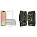 Bemz Case and Pouch Bundle for iPhone 14 Pro: Fusion Protector Slim Case (Transparent Clear) and Vertical Rugged Nylon Belt Holster (Green Camo)