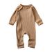 Bebiullo Newborn Infant Baby Boys Girls Romper With Zipper Ribbed Jumpsuit Kids Pajamas Clothes