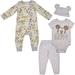 Disney 3 Pack Mickey Mouse Jogger and creepers Set with Cap Bodysuit Bundle for Baby Size 18M Off-White