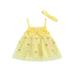 Canrulo Toddler Baby Girl Tulle Tutu Dress Kids Floral Strap A Line Multi-Layers One Piece Party Dresses Summer Outfits Yellow 2-3 Years