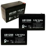 3x Pack - Compatible CYBERPOWER CP600LCD Battery - Replacement UB1280 Universal Sealed Lead Acid Battery (12V 8Ah 8000mAh F1 Terminal AGM SLA) - Includes 6 F1 to F2 Terminal Adapters