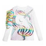 Qtinghua Infant Toddler Baby Girls Long Sleeve Tops Unicorn Floral T-Shirt Blouse Autumn Clothes White 4-5 Years