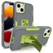Allytech Case for iPhone 14 5G (6.1 inch) 2022 Released Hard PC and Soft TPU Inner Shockproof Anti-Scratch Built-in Kickstand Case for iPhone 14 2022 Gray+Green