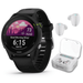 Garmin Forerunner 255 Music GPS Running Smartwatch with Wearable4U White EarBuds Bundle