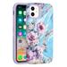 For Apple iPhone 14 (6.1 ) Bliss Floral Stylish Design Hybrid Rubber Silicone TPU Hard Shockproof Armor Slim Cover Xpm Phone Case [ Blue Purple Flowers ]