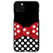 DistinctInk Case for iPhone 14 (6.1 Screen) - Custom Ultra Slim Thin Hard Black Plastic Cover - Black White Polka Dot Red Bow Minnie