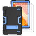 SOATUTO Case for Vankyo Z4 Pro tab Case with Tempered Glass Screen Protector Heavy-Duty Hybrid Case Built-in Stand for Vankyo MatrixPad Z4 Vankyo Z4 Pro Llltrade 10 inch Tablet - Black+Blue/2 Pcs