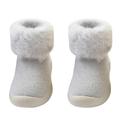 Relanfenk Baby Shoes Kids Toddler Boys Girls Solid Warm Knit Soft Sole Rubber Socks Slipper Stocking Shoes