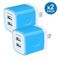 Charger Block 2PACK USB Wall Charger Adapter AILKIN 2.1A Dual Port Fast Charging Station Plug Charger Blocks iPhone Wall Charger Blue