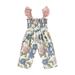 JINSIJU Baby Romper Kids Floral Print Square Neck Fly Sleeve Jumpsuit Casual Wear for Spring Summer