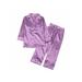 Kids Satin Pajamas Set Long Sleeve Button-Down 2-Pieces Soft Pajamas Sleepwear Loungewear Pajamas Kid Unisex Pjs Set Girls Boys Silk Pajamas Set 2-10 Years Boys Girls