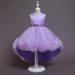 Zpanxa Toddler Girls Princess Dress Little Girls Party Wedding Formal Dress Flower Tail Dress Net Gauze Dress Kids Pageant Flower Girl Sleeveless Dress Birthday Gifts for Girls Purple (7-8 Years)