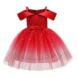 Zpanxa Toddler Girls Princess Dress Little Girls Party Wedding Dress Lace Bowknot Off Shoulder Pleated Dress Kids Pageant Flower Girl Sleeveless Dress Birthday Gifts for Girls Red (8-9 Years)