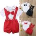 Summer Newborn Kid Baby Boy Outfit Clothes Romper Jumpsuit Shorts Gentleman Black Red Set