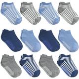 Debra Weitzner Non Slip Ankle Socks With Grips for Toddlers 12 to 36 Months Old Boys Solid & Striped 12 Pairs