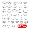 SAYLITA 35 Pcs Knuckle Rings for Women Stackable Rings Sets Girls Bohemian Retro Vintage Joint Finger Gold and Sliver Rings Set for Women Men Hollow Carved Flowers