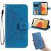 iPhone 6 Plus Wallet Case iPhone 6S Plus Flip Case with Card Holder Allytech Embossed Patterned PU Leather Phone Cover with Magnetic Kickstand Wrist Strap for iPhone 6 Plus/6S Plus(5.5 ) Blue