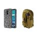 Bemz Crystal Series Compatible with LG Stylo 4+ Plus LG Stylo 4 Case Bundle with Diamond Rock Rhinestone Bling Dual Hybrid Case (Gunmetal Gray) Travel Carrying Pack (Khaki) and Atom Cloth